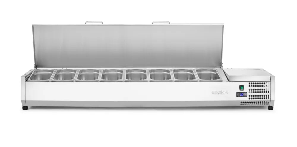 Aufsatz-Kühlvitrine Gastronorm 1/3, Arktic, 8x GN 1/3, 230V/180W, 1805x420x(H)630mm
