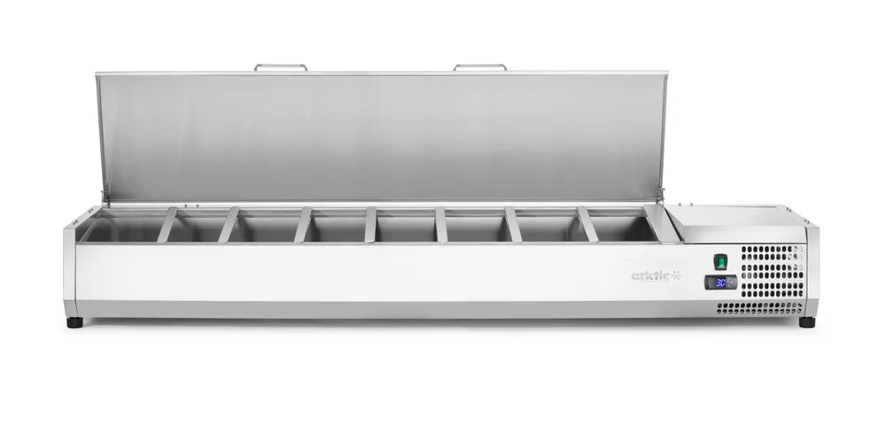 Aufsatz-Kühlvitrine Gastronorm 1/3, Arktic, 8x GN 1/3, 230V/180W, 1805x420x(H)630mm