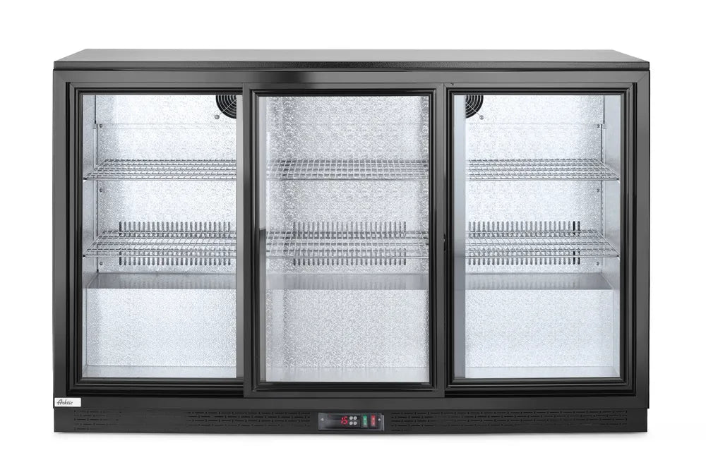 Kühlschrank mit drei Schiebetüren an der Bar, Arktic, 254L, Schwarz, 220-240V/160W, 1350x520x(H)865mm