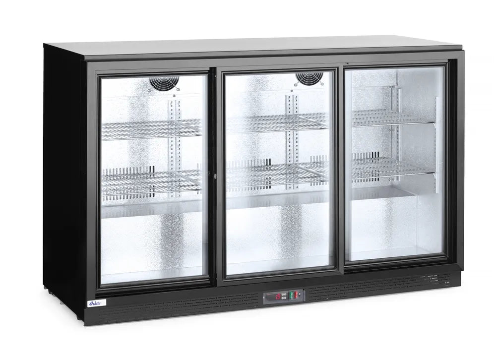Kühlschrank mit drei Schiebetüren an der Bar, Arktic, 254L, Schwarz, 220-240V/160W, 1350x520x(H)865mm