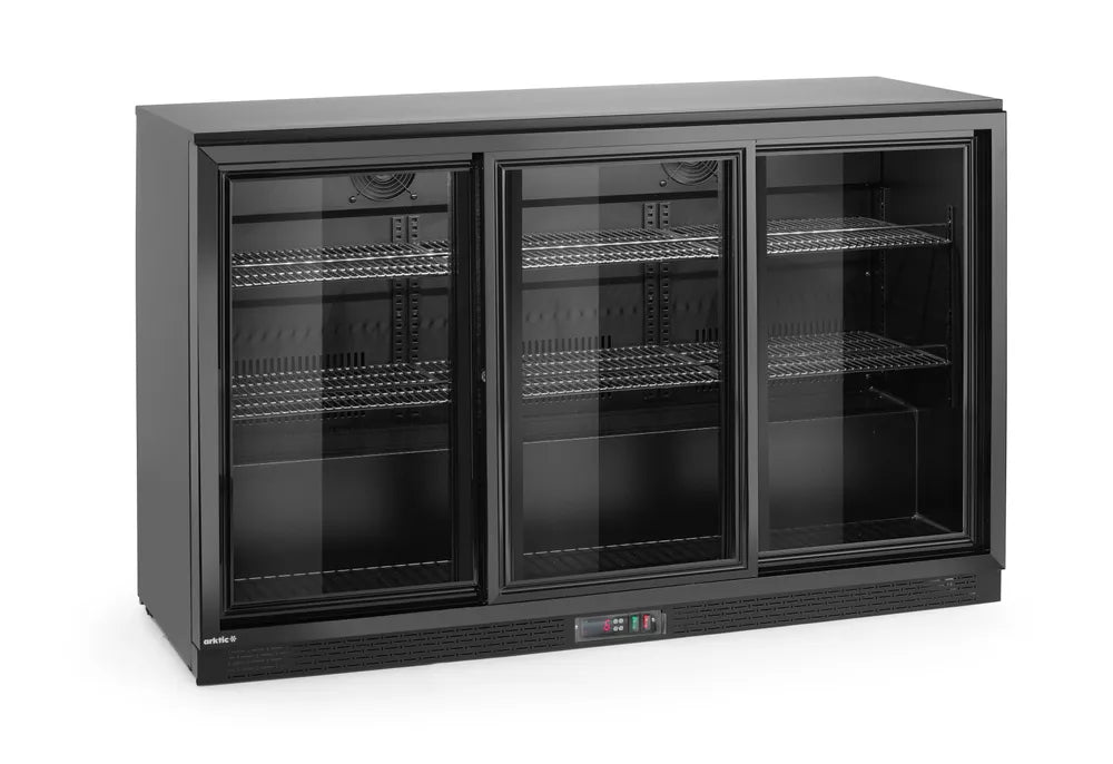 Kühlschrank mit drei Schiebetüren an der Bar , Arktic, 308L, Schwarz, 220-240V/160W, 1350x520x(H)865mm