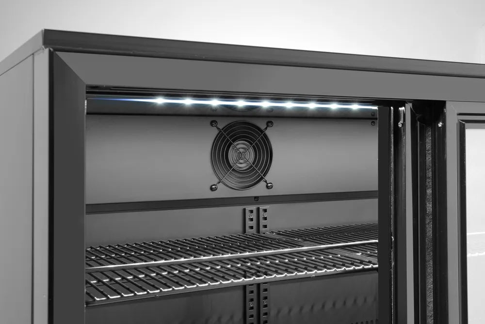 Kühlschrank mit drei Schiebetüren an der Bar , Arktic, 308L, Schwarz, 220-240V/160W, 1350x520x(H)865mm