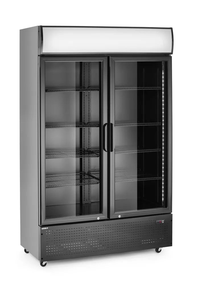 Rückwandkühlschrank mit hinterleuchteter Blende, zweitürig, Arktic, 512L, Schwarz, 220-240V/510W, 1120x585x(H)1900mm
