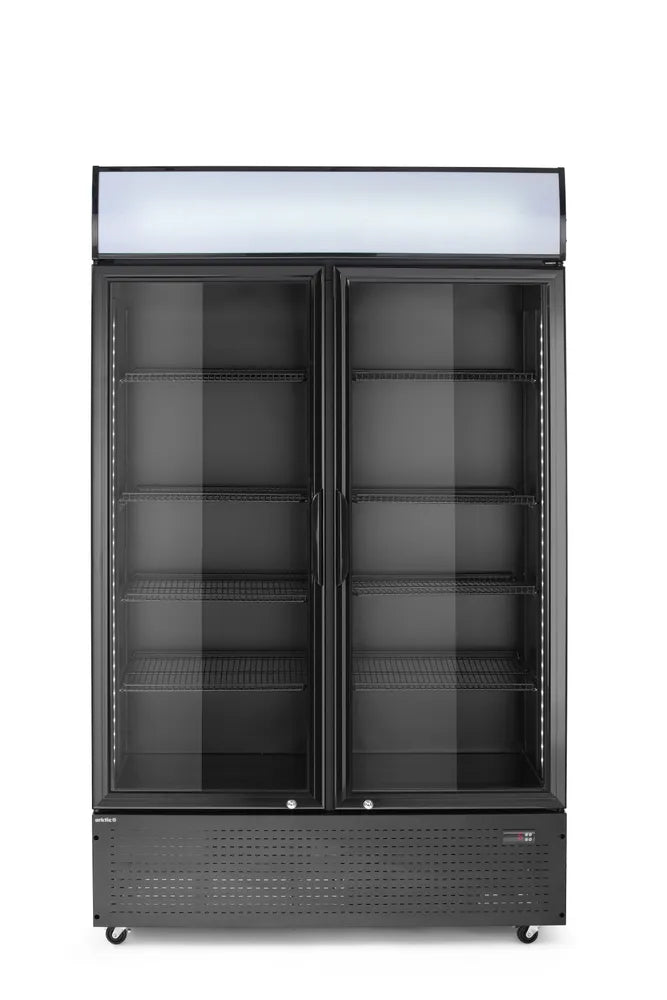 Rückwandkühlschrank mit hinterleuchteter Blende, zweitürig, Arktic, 512L, Schwarz, 220-240V/510W, 1120x585x(H)1900mm