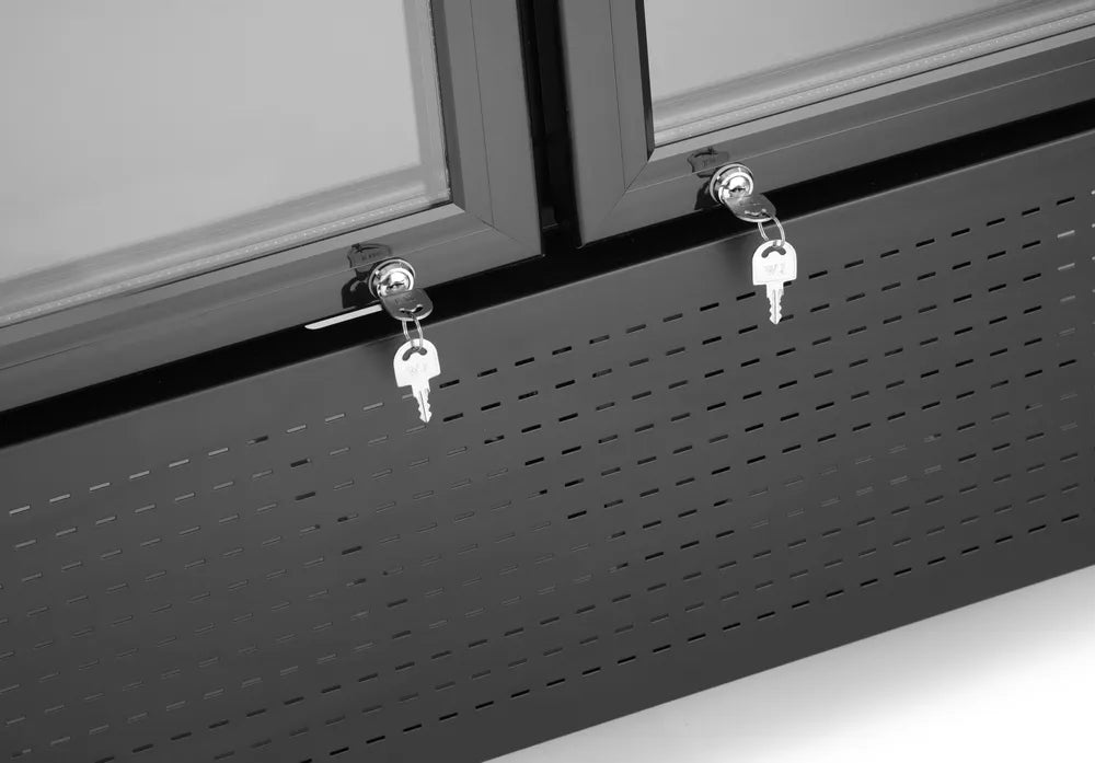 Rückwandkühlschrank mit hinterleuchteter Blende, zweitürig, Arktic, 512L, Schwarz, 220-240V/510W, 1120x585x(H)1900mm