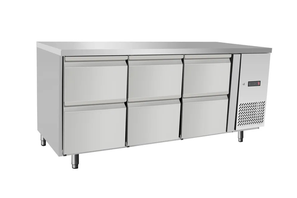 Kühltheke, mit 6 Schubladen, Arktic, 420L, 230V/400W, 1795x700x(H)879mm