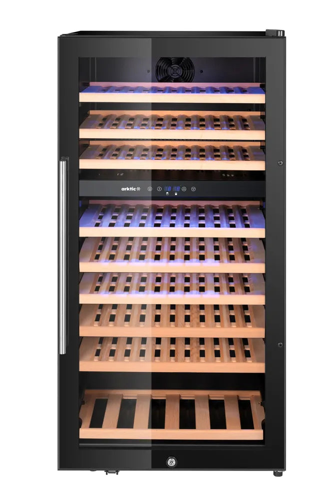 Weinkühler, 2 Zonen, 91 Flaschen, Arktic, 230L, Schwarz, 569x595x(H)1215mm