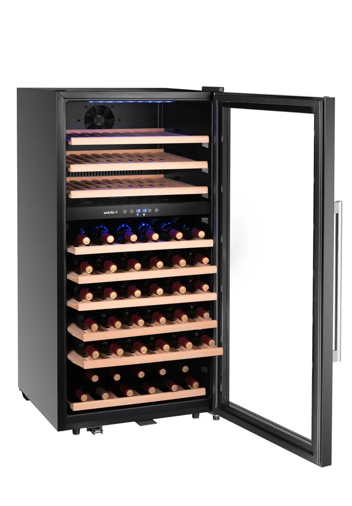Weinkühler, 2 Zonen, 91 Flaschen, Arktic, 230L, Schwarz, 569x595x(H)1215mm