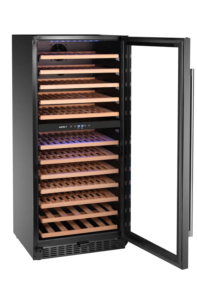 Weinkühler, 2 Zonen, 124 Flaschen, Arktic, 265L, Schwarz, 570x595x(H)1400mm