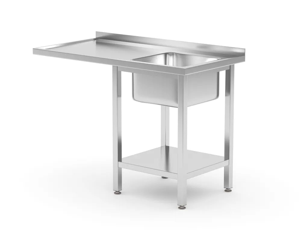 Tisch mit Spüle, Ablageboden und Platz für Geschirrspüler, HENDI, rechts, 1200x700x(H)850mm