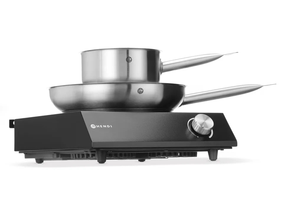Set: Induktionskocher 3500W + Stielkasserolle + Bratpfanne, HENDI, Schwarz, 220-240V/3500W, 320x395x(H)95mm