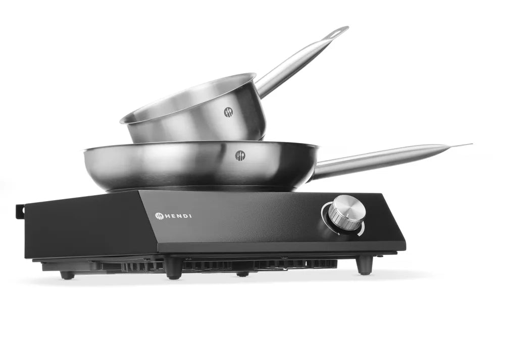 Set: Induktionskocher 3500W + Stielkasserolle + Bratpfanne, HENDI, Schwarz, 220-240V/3500W, 320x395x(H)95mm