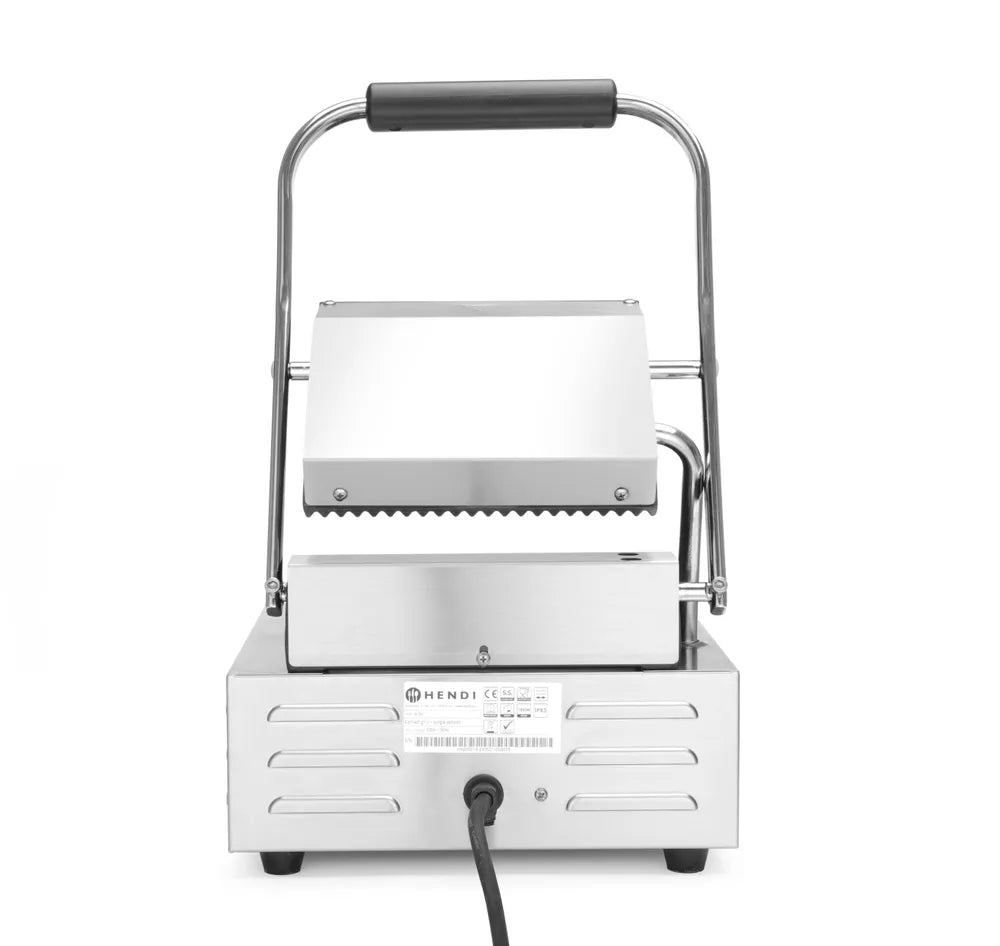 Kontaktgrill - Einzelversion, HENDI, oben und unten gerillt, 230V/1800W, 310x375x(H)216mm