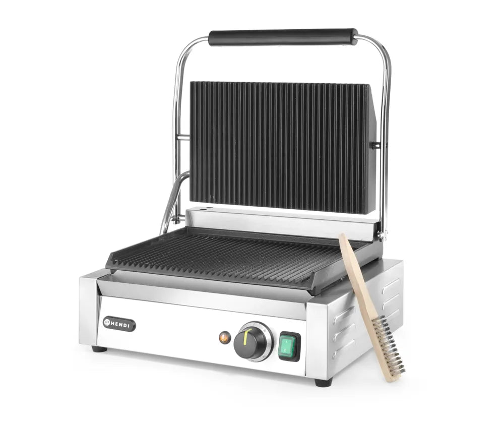 Kontaktgrill - Panini, HENDI, oben und unten gerillt, 230V/2200W, 430x375x(H)216mm