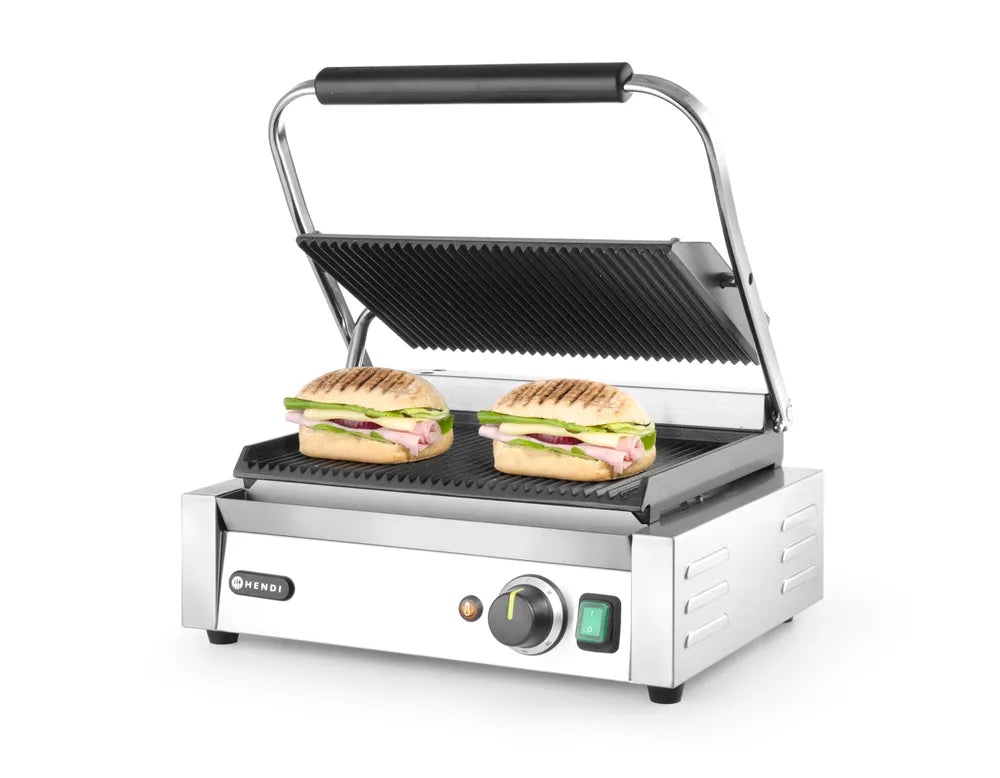 Kontaktgrill - Panini, HENDI, oben und unten gerillt, 230V/2200W, 430x375x(H)216mm