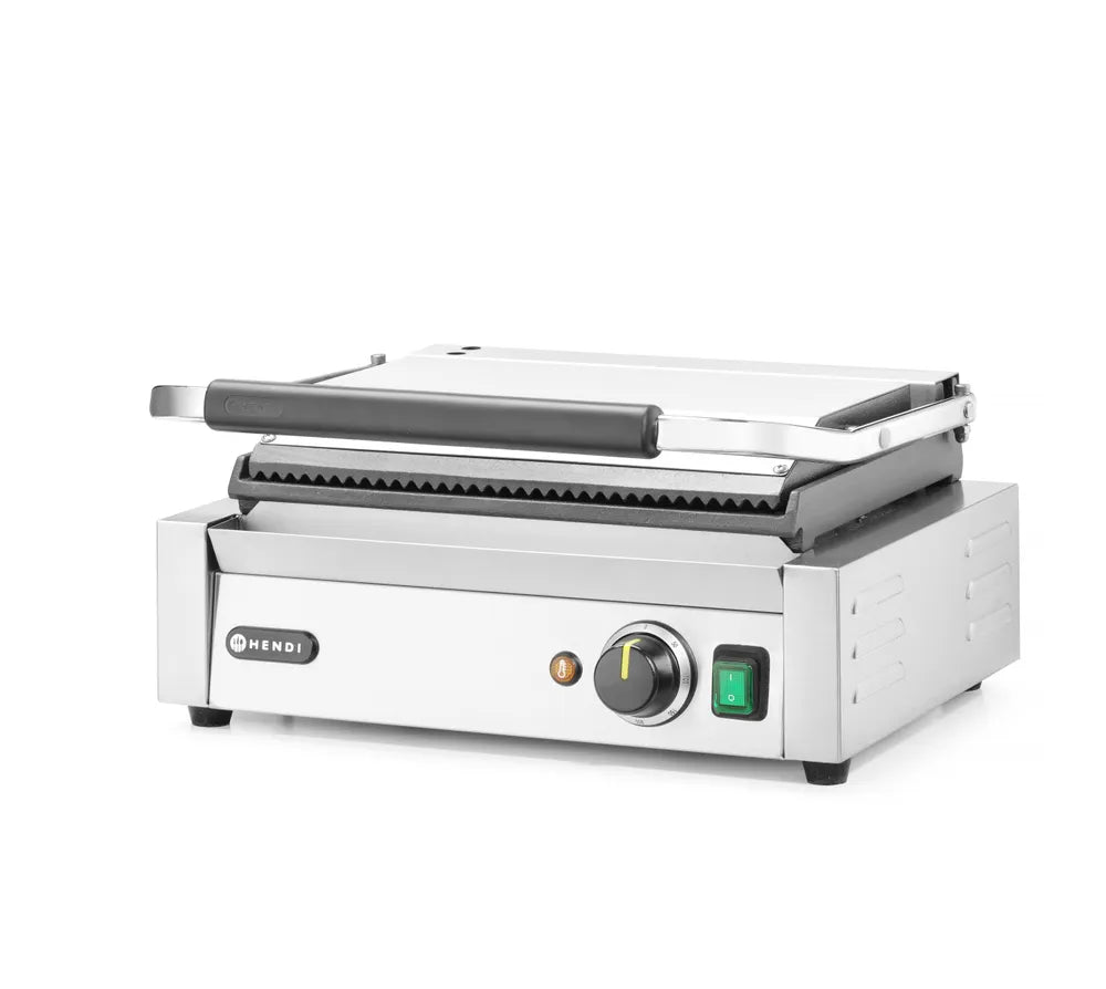 Kontaktgrill - Panini, HENDI, oben gerillt, unten glatt, 230V/2200W, 430x375x(H)216mm