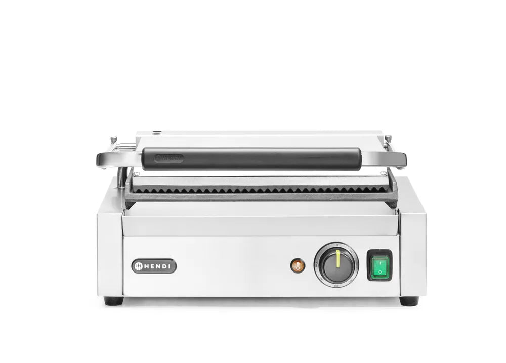 Kontaktgrill - Panini, HENDI, oben gerillt, unten glatt, 230V/2200W, 430x375x(H)216mm