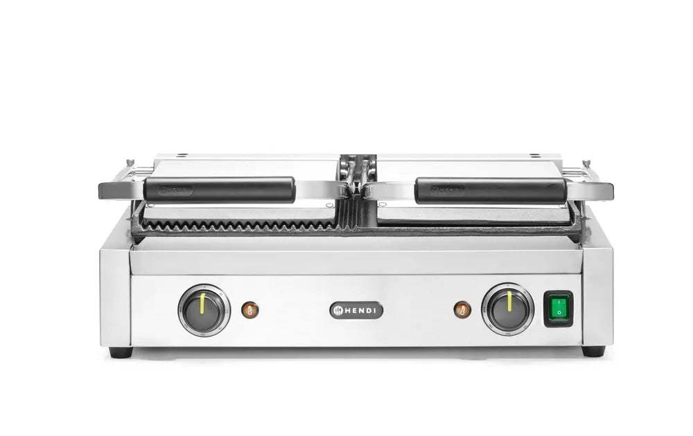 Kontaktgrill - Doppelversion, HENDI, halb glatt, halb gerillt, 230V/3600W, 570x375x(H)216mm
