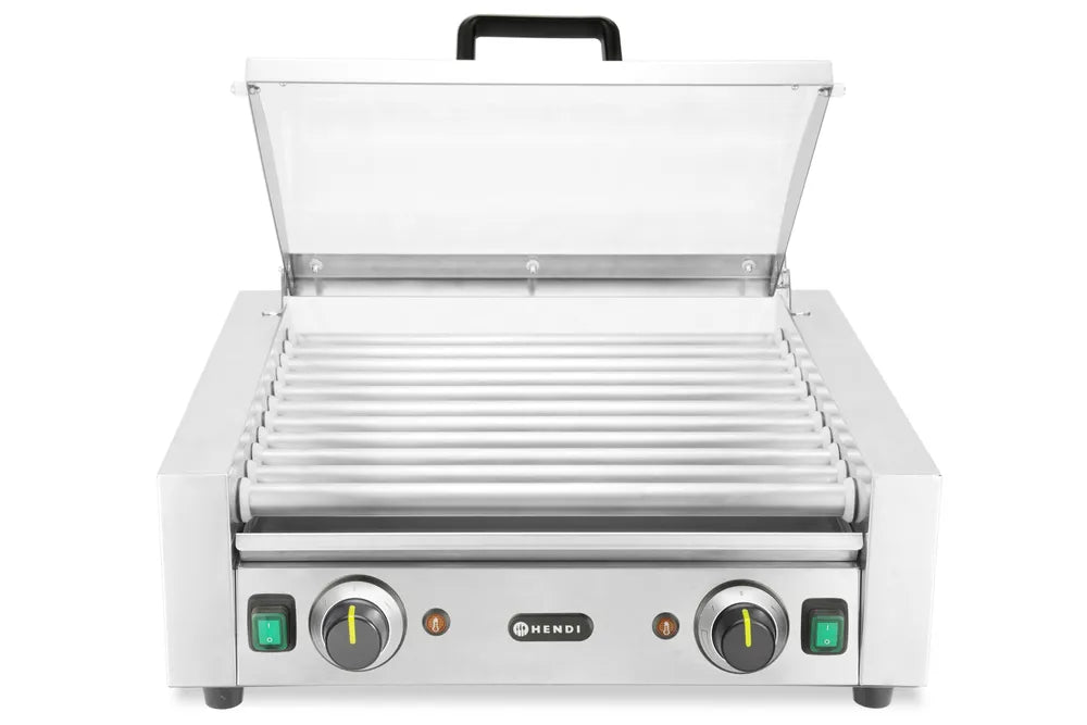 Rollengrill - 2 Zonen mit Energiesparabdeckung, HENDI, 11 Rollen, 220-240V/980W, 566x527x(H)259mm