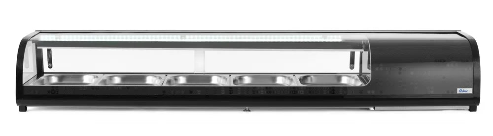 Sushi-Vitrine, Arktic, Im Lieferumfang enthalten: 4x GN 1/3 (H) 40 mm., GN 1/3, Schwarz, 220-240V/190W, 1177x426x(H)296mm