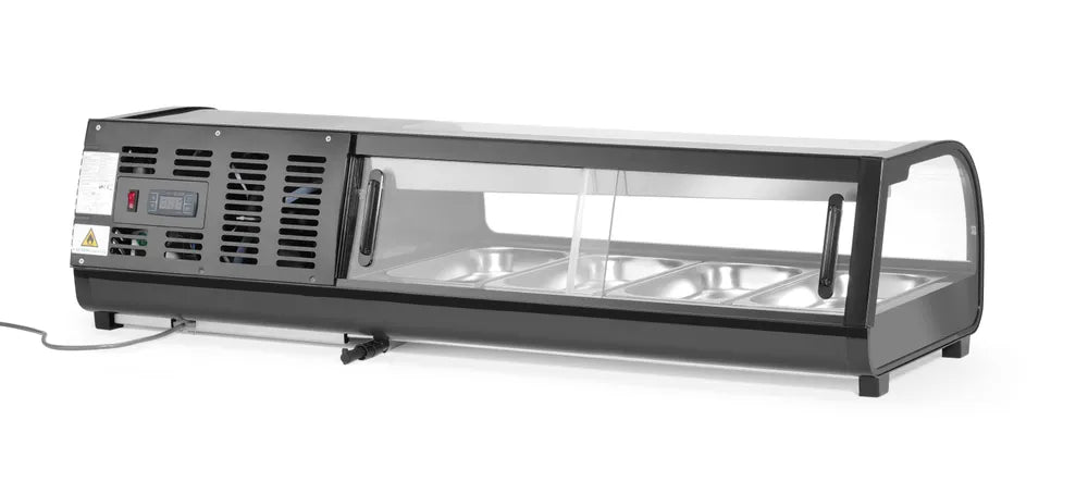 Sushi-Vitrine, Arktic, Im Lieferumfang enthalten: 6x GN 1/3 (H) 40 mm., GN 1/3, Schwarz, 220-240V/190W, 1529x426x(H)296mm