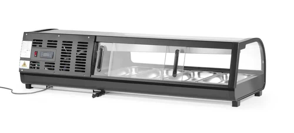 Sushi-Vitrine, Arktic, Im Lieferumfang enthalten: 4x GN 1/3 (H) 40 mm., GN 1/3, Schwarz, 220-240V/190W, 1177x426x(H)296mm