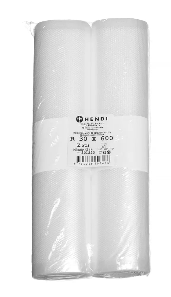 Geprägte Vakuumbeutelrolle für die Aufbewahrung von Lebensmitteln, HENDI, 2 Stk., 6000x200mm