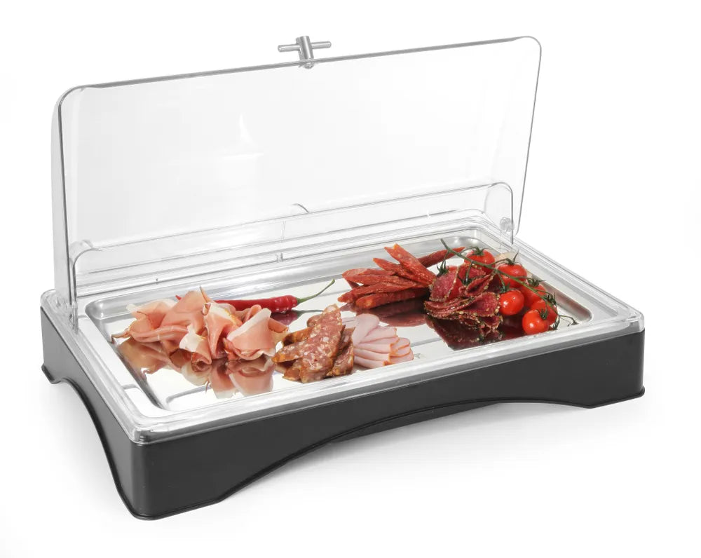 Rolltop-Display gekühlt - GN 1/1, HENDI, Set inkl. Kühlelement, 555x357x(H)175mm