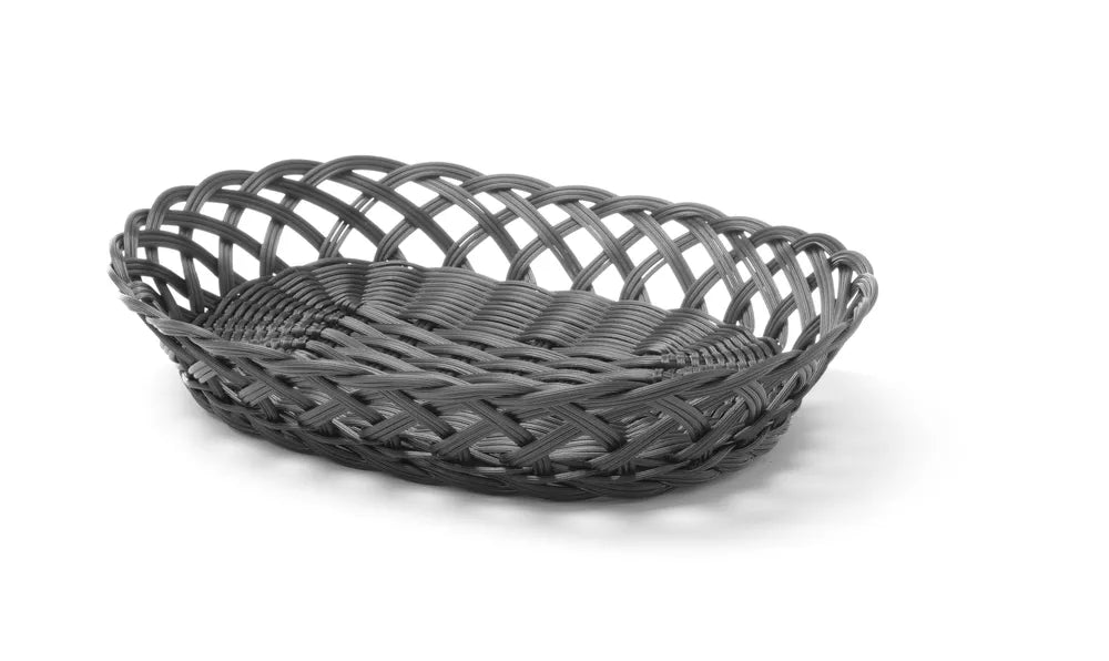 Körbe mit gewebtem Rand, HENDI, oval, Schwarz, 320x230x(H)55mm