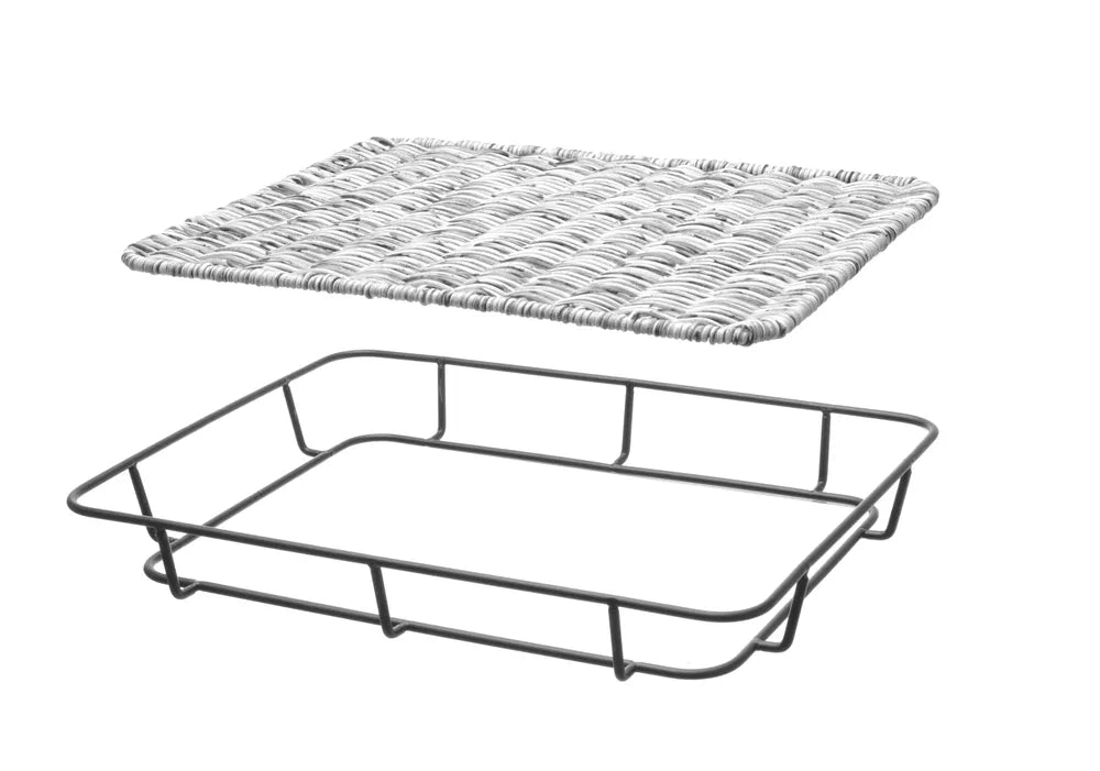 Brotkorb mit Edelstahlrand, HENDI, Hellgrau, 400x300x(H)50mm