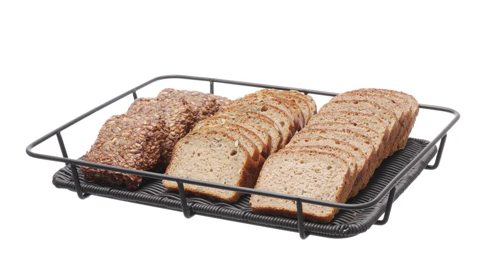 Brotkorb mit Edelstahlrand, HENDI, Hellgrau, 400x300x(H)50mm