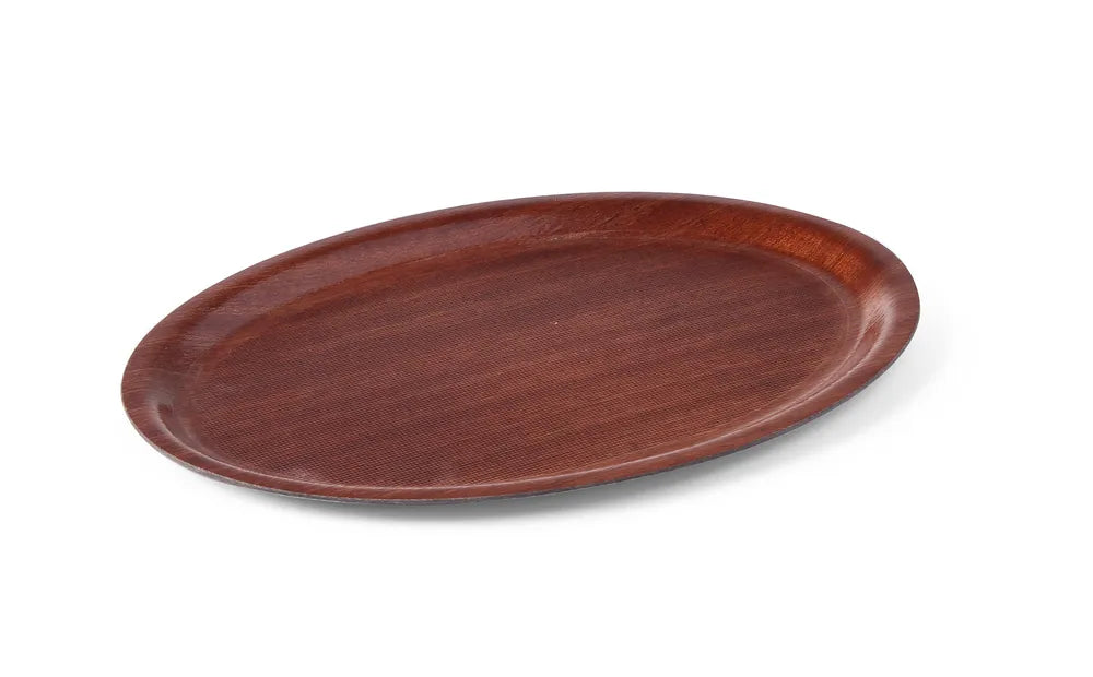 Serviertablett in Holzoptik, oval, AmerBox, Mahagoni, 290x210mm