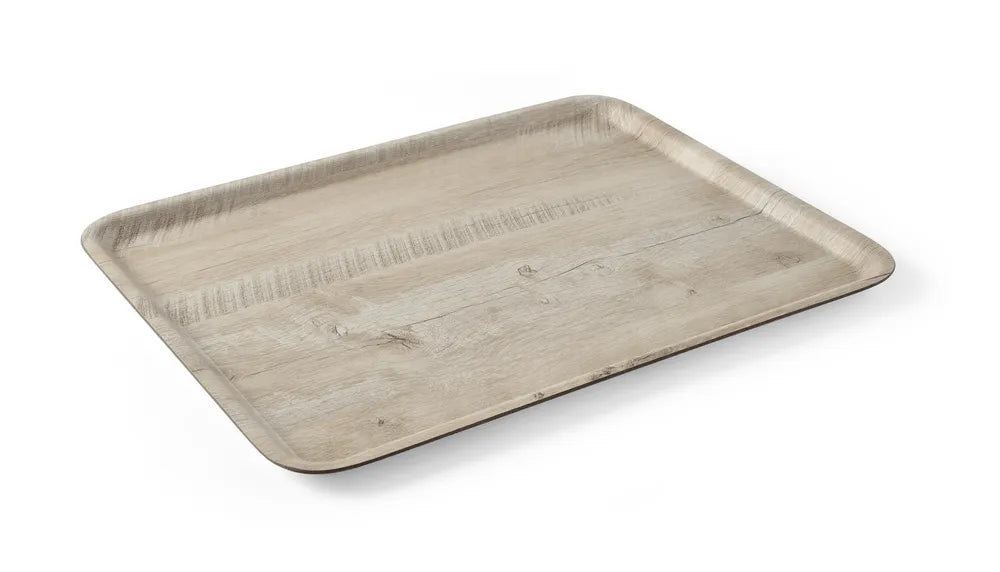 Serviertablett aus Melamin mit Holzoptik , AmerBox, Holz hell, 370x530mm