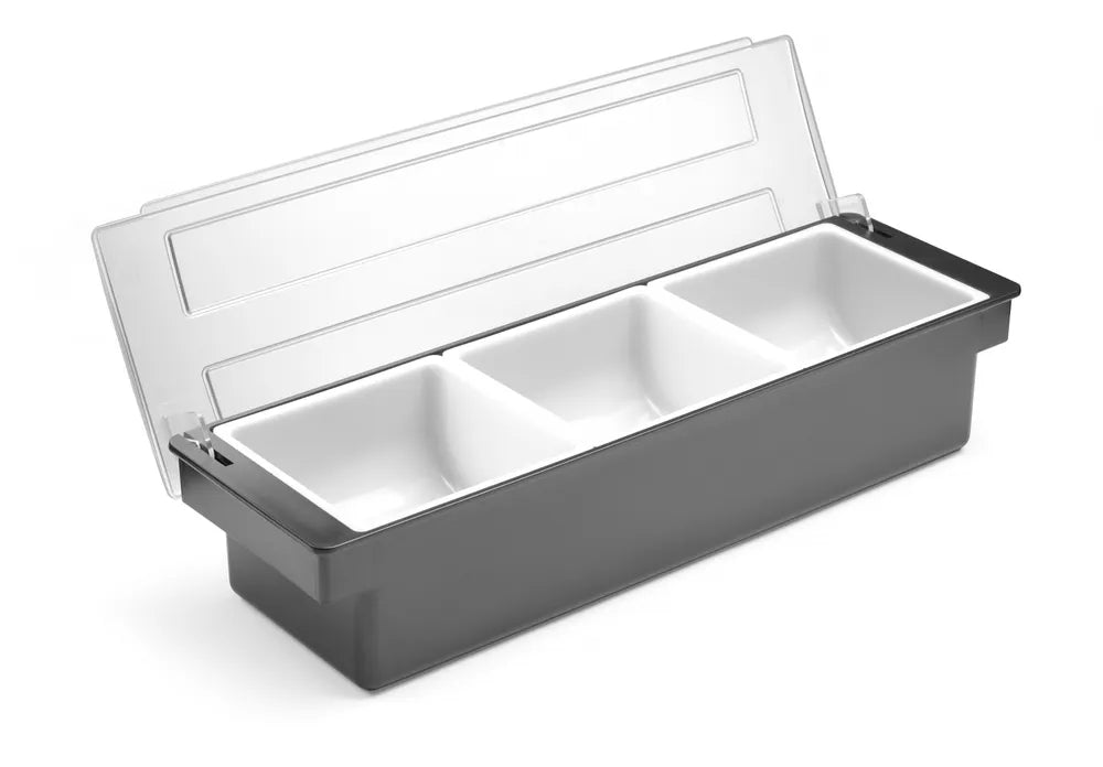 Zutatenbehälter – 3 Fächer, BarUp, Schwarz, 480x150x(H)100mm