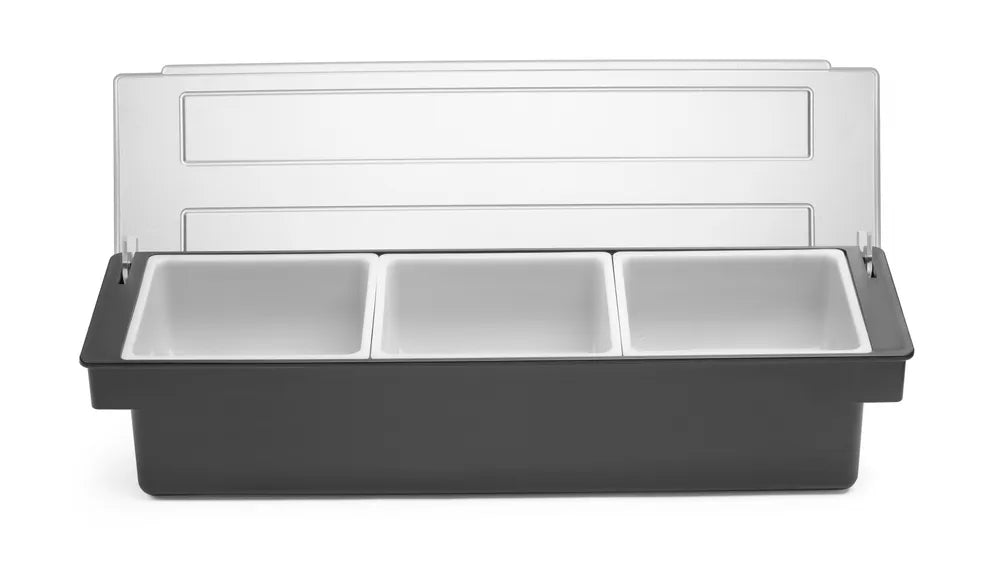 Zutatenbehälter – 3 Fächer, BarUp, Schwarz, 480x150x(H)100mm