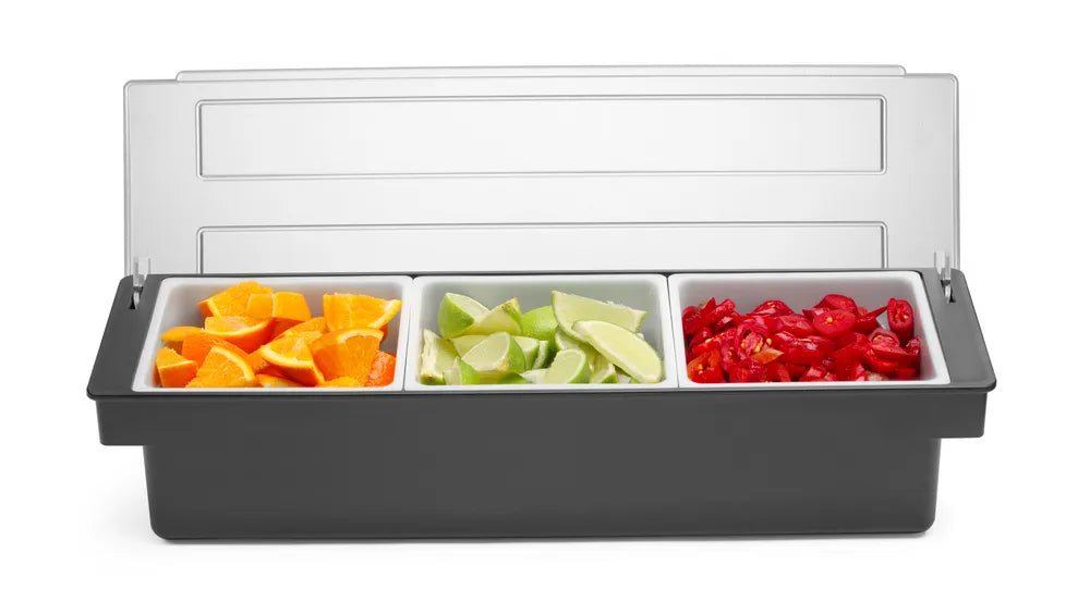 Zutatenbehälter – 3 Fächer, BarUp, Schwarz, 480x150x(H)100mm