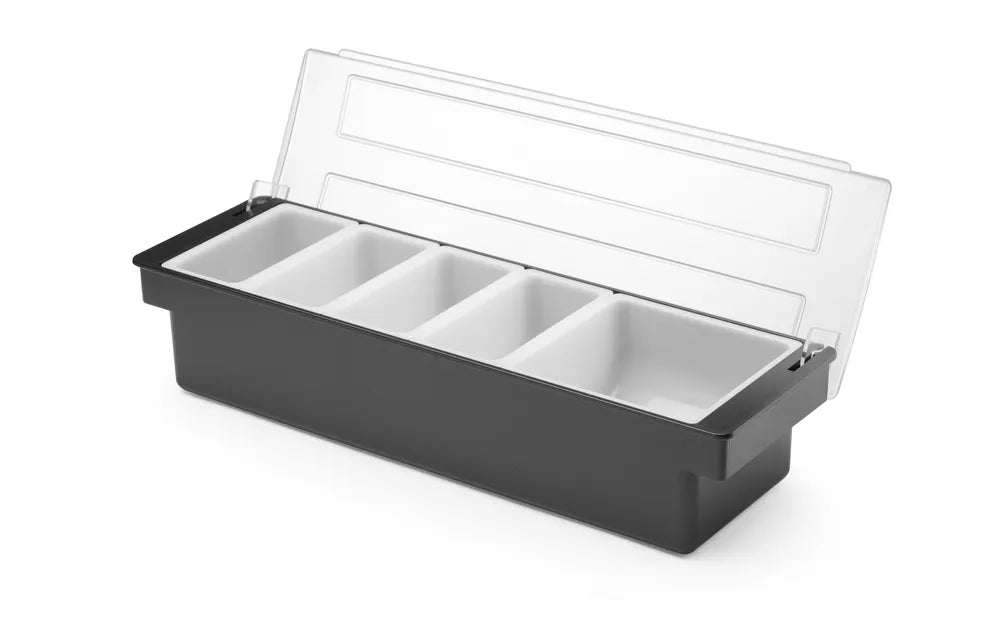 Zutatenbehälter – 5 Fächer, BarUp, Schwarz, 480x150x(H)100mm
