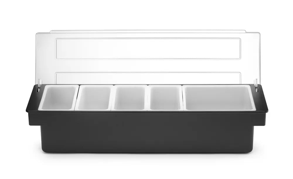 Zutatenbehälter – 5 Fächer, BarUp, Schwarz, 480x150x(H)100mm