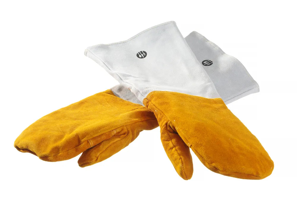 Leder-Grillhandschuhe hitzebeständig, 2 Stück, HENDI, 2 Stk., (L)460mm