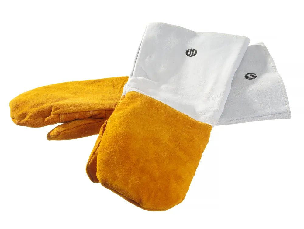 Leder-Grillhandschuhe hitzebeständig, 2 Stück, HENDI, 2 Stk., (L)460mm
