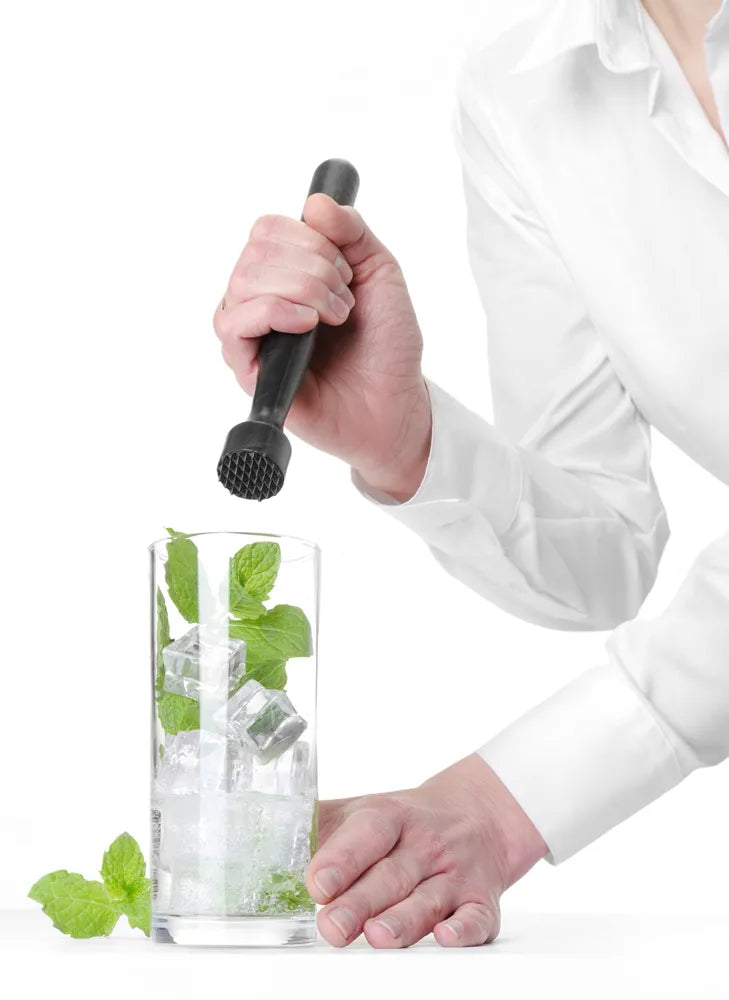 Cocktail-Stößel, BarUp, gezahnt, Schwarz, ⌀34x207mm