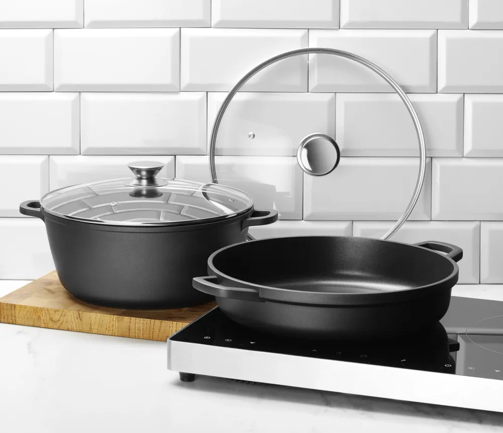 Kasserolle mit Antihaft-Beschichtung, HENDI, 7,5L, Schwarz, 387x310x(H)130mm
