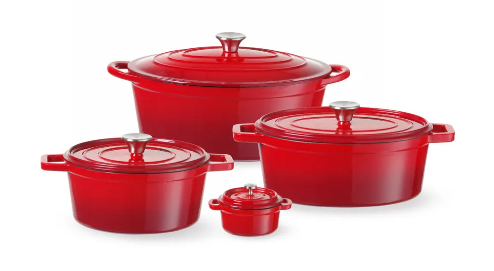 Emaillierter Gusseisentopf, HENDI, 0,27L, Rot, 130x100x(H)48mm