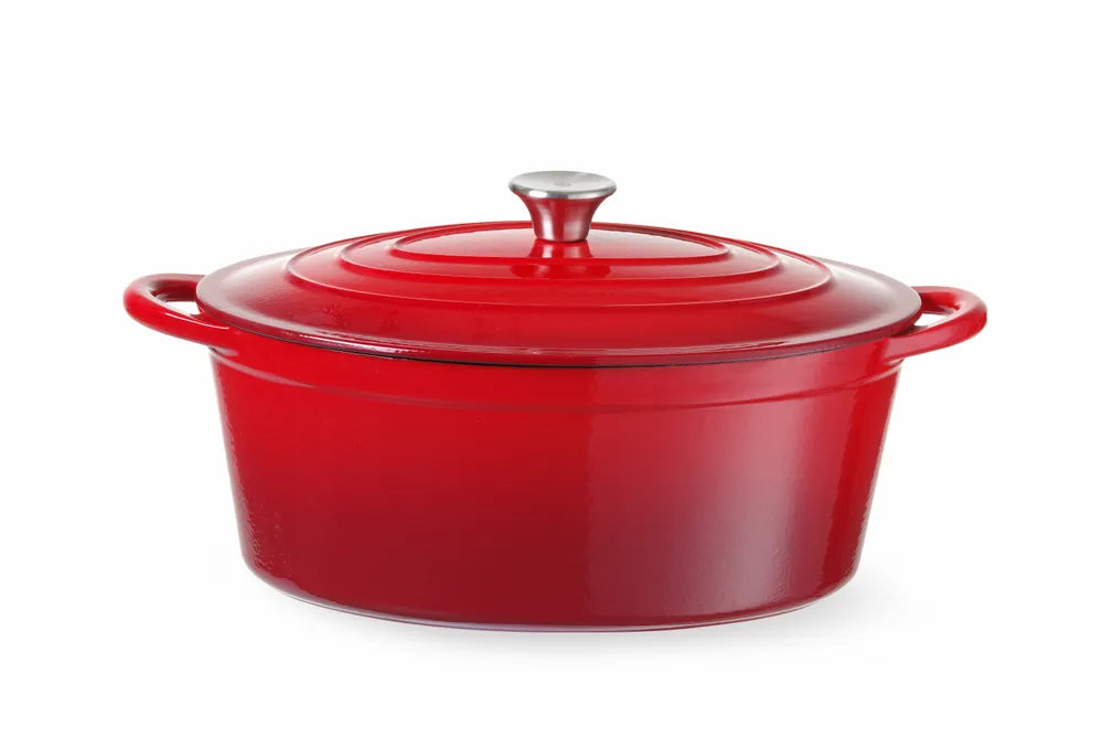 Emaillierter Gusseisentopf, HENDI, 6,88L, Rot, 405x255x(H)134mm