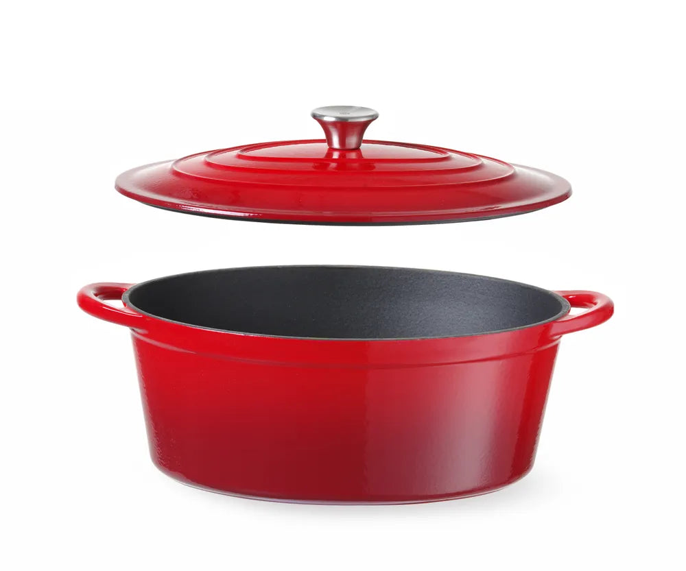 Emaillierter Gusseisentopf, HENDI, 6,88L, Rot, 405x255x(H)134mm