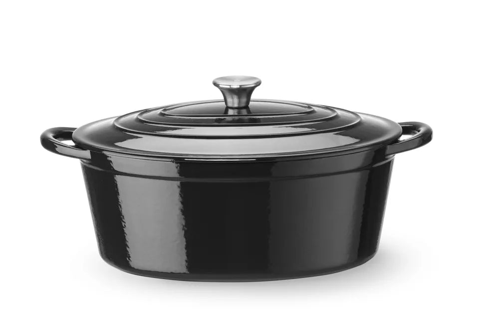 Emaillierter Gusseisentopf, HENDI, 4,4L, Schwarz, 365x290x(H)115mm