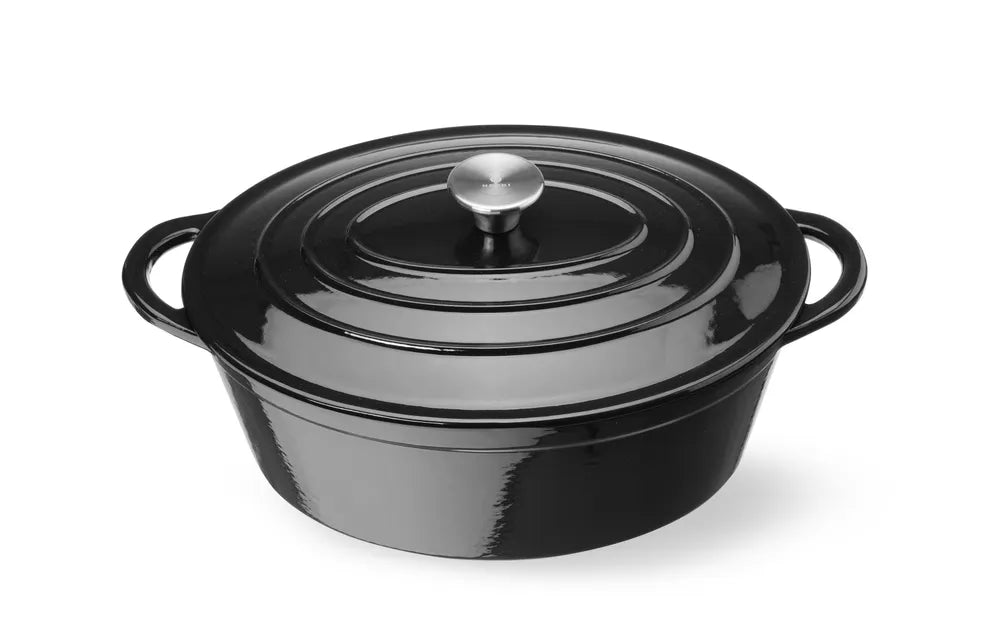 Emaillierter Gusseisentopf, HENDI, 6,88L, Schwarz, 405x255x(H)134mm