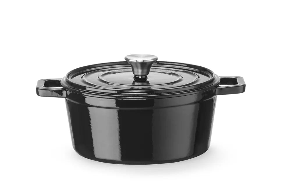 Emaillierter Gusseisentopf, HENDI, 3,7L, Schwarz, 317x240x(H)105mm