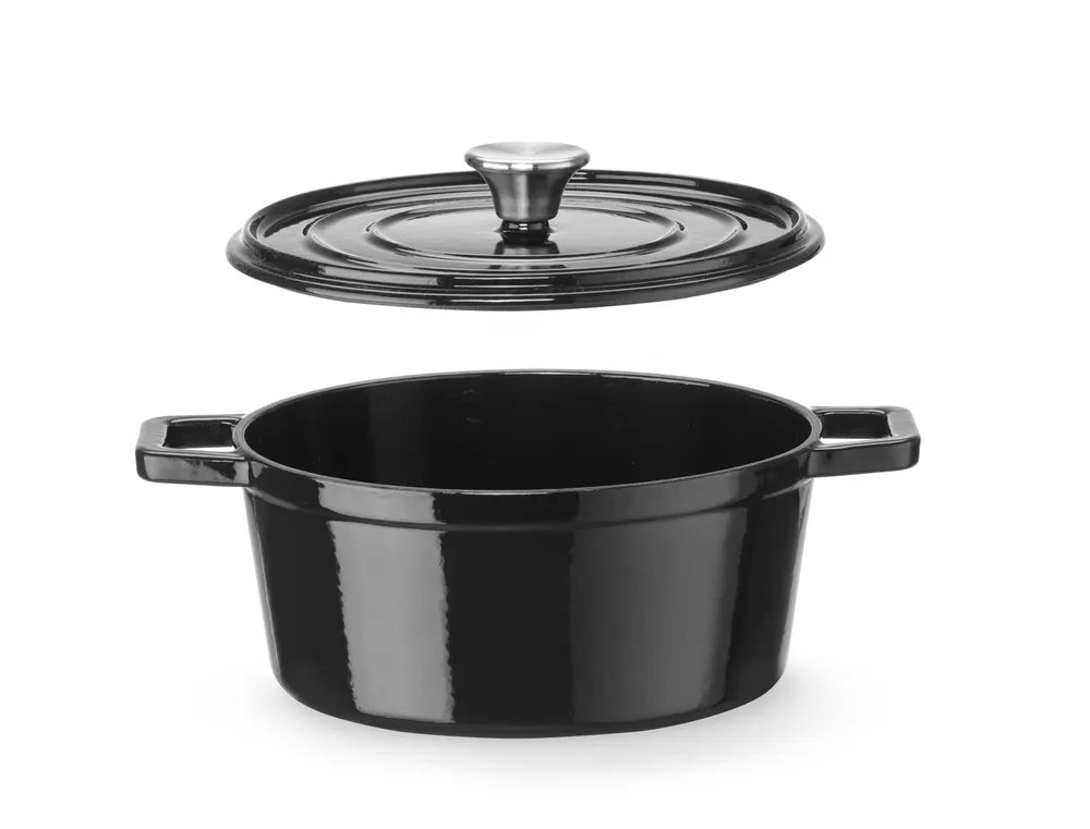 Emaillierter Gusseisentopf, HENDI, 3,7L, Schwarz, 317x240x(H)105mm