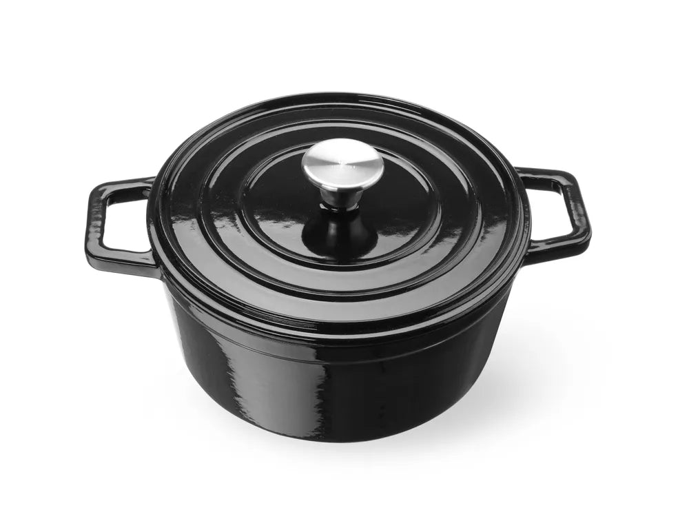 Emaillierter Gusseisentopf, HENDI, 3,7L, Schwarz, 317x240x(H)105mm